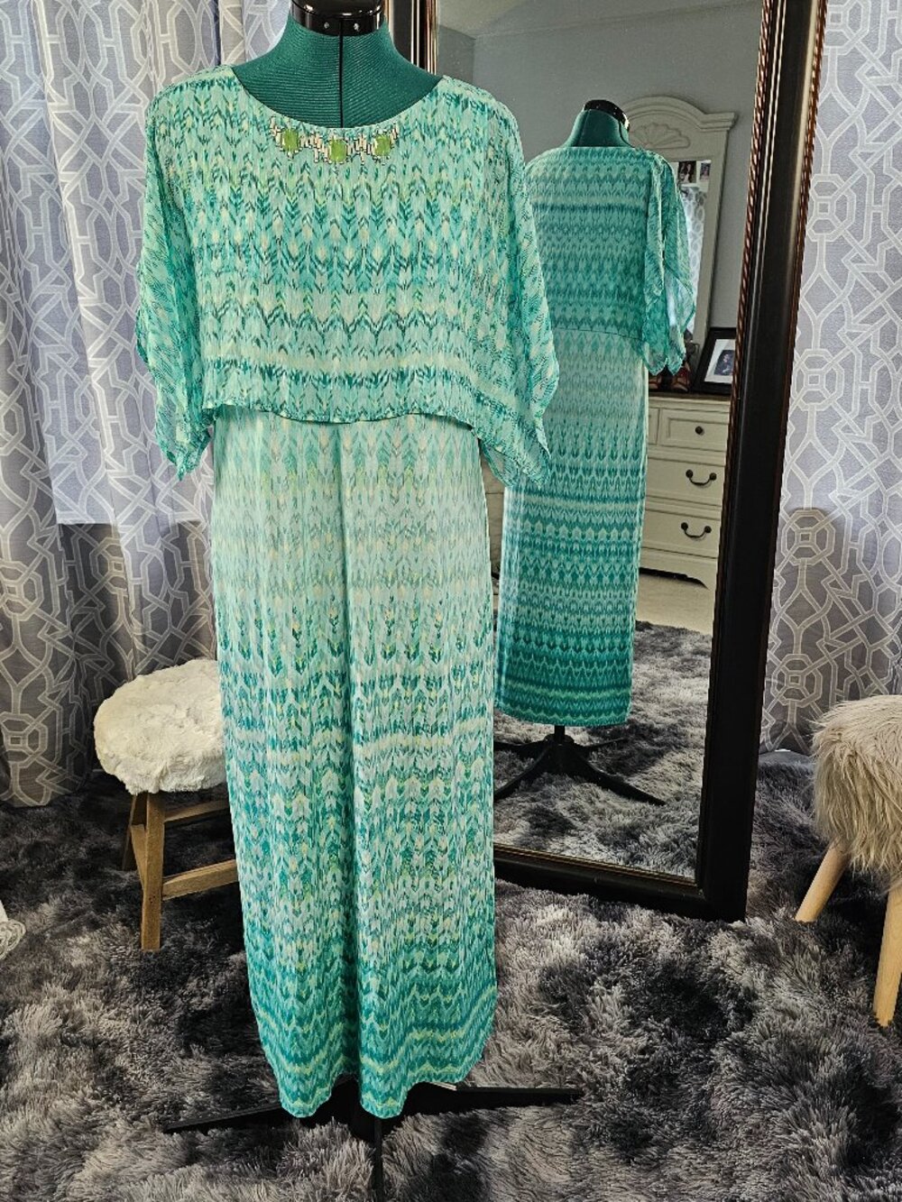 Ruby Rd. Petite Aqua Multi Venezia Maxi Dress – Size PS